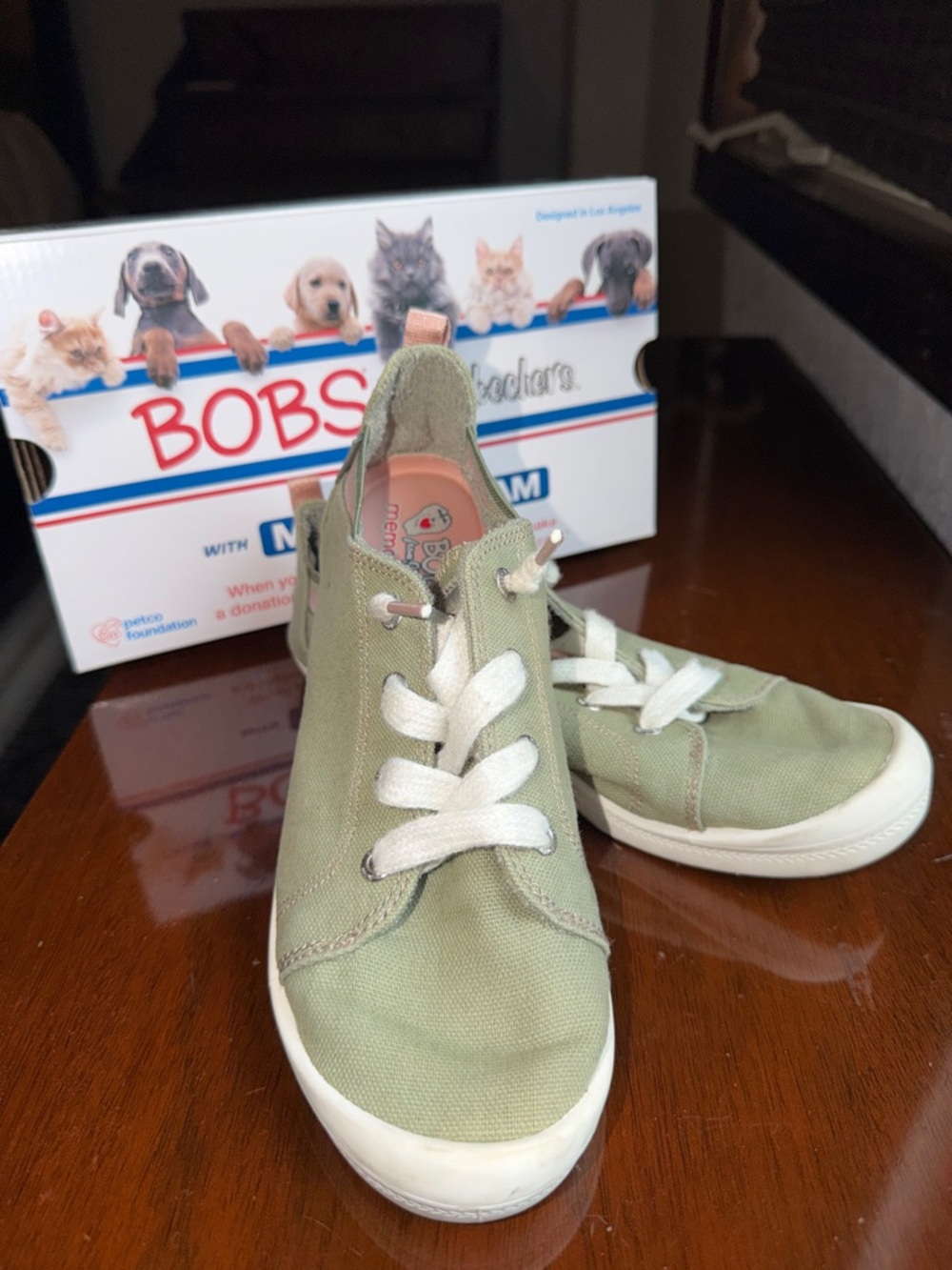 Skechers BOBS Olive Green Casual Women's Sneakers with White Sole